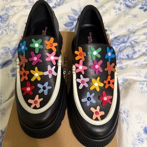 Charlotte Stone Black Floral Loafers
